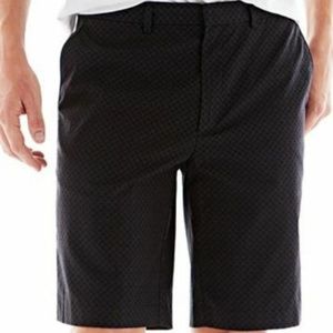 JF J. Ferrar Graphite Printed Flat-Front Shorts 42